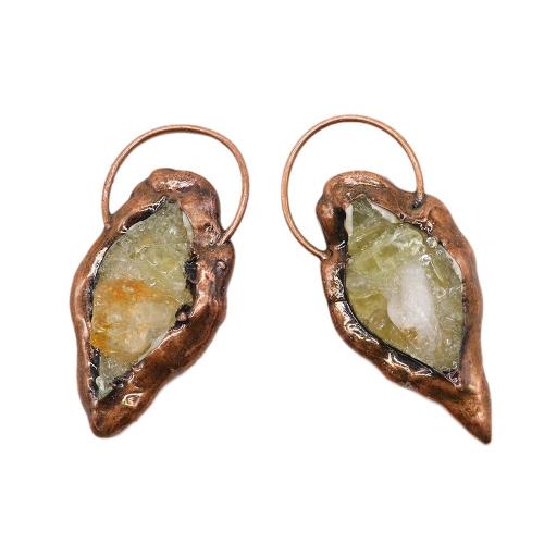 Quartz Gemstone Pendants Zinc Alloy with Citrine antique copper color plated DIY nickel lead & cadmium free x60- Sold By PC