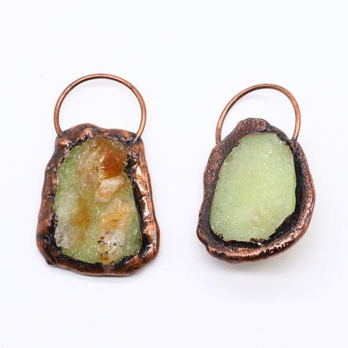 Quartz Gemstone Pendants Zinc Alloy with Quartz antique copper color plated DIY nickel lead & cadmium free x60- Sold By PC