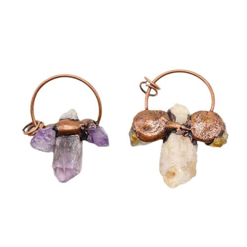 Quartz Gemstone Pendants Zinc Alloy with Quartz antique copper color plated DIY nickel lead & cadmium free x47- Sold By PC