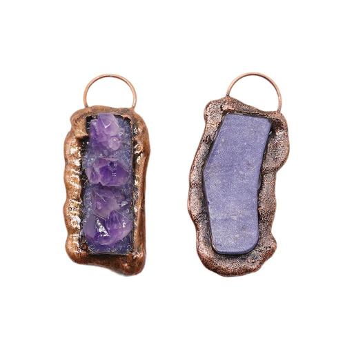 Quartz Gemstone Pendants Zinc Alloy with Amethyst antique copper color plated DIY nickel lead & cadmium free Sold By PC