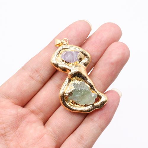 Quartz Gemstone Pendants Zinc Alloy with Quartz gold color plated DIY nickel lead & cadmium free x52- Sold By PC