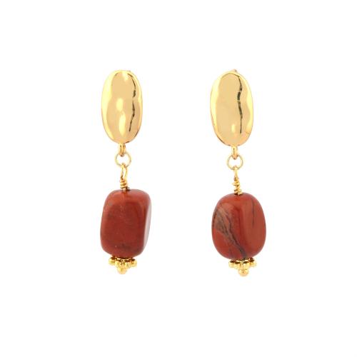 Pendientes de Gota en Latón, metal, con Piedra natural, chapado en color dorado, Joyería & diferentes materiales para la opción & para mujer, más colores para la opción, libre de níquel, plomo & cadmio, 8x36mm, Vendido por Par