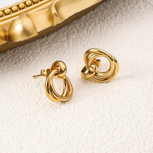 Titanium Staal Earring, gold plated, voor vrouw, 16x17.50mm, Verkocht door pair