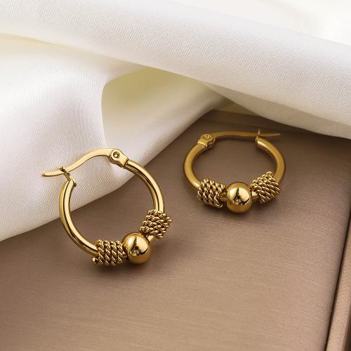 Stainless Steel Lever Terug Earring, 304 roestvrij staal, gold plated, voor vrouw, Verkocht door pair