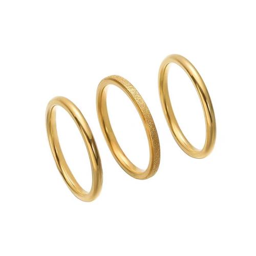 Titanium Steel Finger Ring plated three pieces & for woman golden Sold By Set