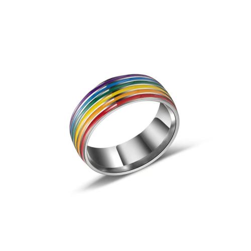 Enamel Stainless Steel Finger Ring 304 Stainless Steel plated Unisex Sold By PC