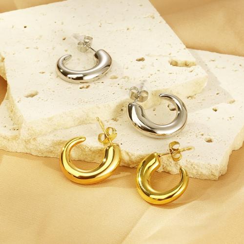 Stainless Steel Stud Earrings 304 Stainless Steel Vacuum Ion Plating for woman Sold By PC