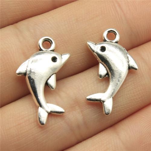 Zinc Alloy Animal Pendants Dolphin antique silver color plated DIY Sold By PC