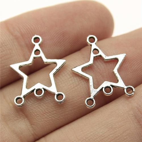 Star Zinc Alloy Connector antique silver color plated DIY & 1/3 loop Sold By PC