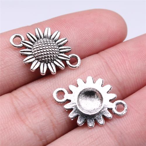 Flower Zinc Alloy Connector Sunflower antique silver color plated DIY & 1/1 loop Sold By PC