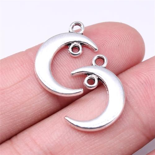 Forbindelse til zinklegering, Zinc Alloy, Moon, antik sølv farve forgyldt, du kan DIY & 1/1 løkke, 19x13mm, Solgt af PC