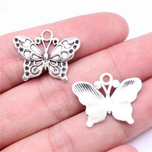 Zinc Alloy Animal Pendler, Butterfly, antik sølv farve forgyldt, du kan DIY, 25x19mm, Solgt af PC