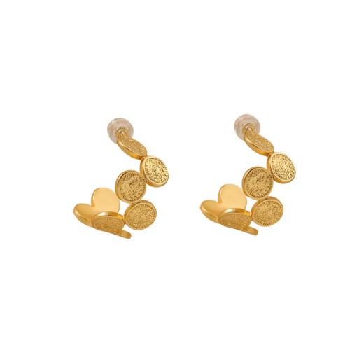 Mässing Stud Earring, Pengar, guldfärg pläterade, mode smycken & för kvinna, 16x20mm, Säljs av Par