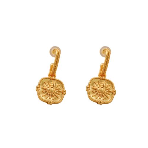 Messing Drop Earring, Geometrisch Patroon, gold plated, Vintage & voor vrouw & mat, 15x27mm, Verkocht door pair