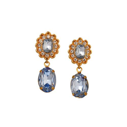 Messing Drop Earring, Geometrisch Patroon, gold plated, micro pave zirconia & voor vrouw, 35x14x7mm, Verkocht door pair