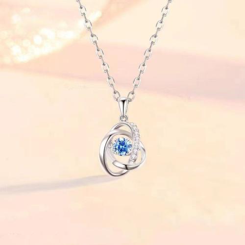 Cubic Zircon Micro Pave 925 Sterling Silver Necklace fashion jewelry & micro pave cubic zirconia & for woman Length Approx 45 cm Sold By PC