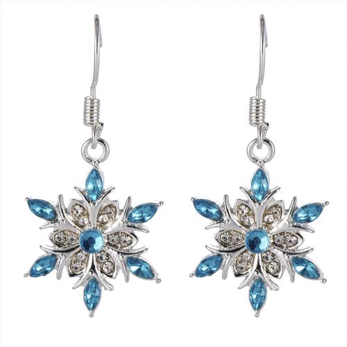 Zinc Alloy Øreringe, Snowflake, mode smykker & for kvinde & med rhinestone, 16x40mm, Solgt af par