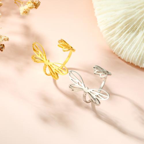 Stainless Steel Finger Ring 304 Stainless Steel Dragonfly Vacuum Ion Plating fashion jewelry & for woman Sold By PC