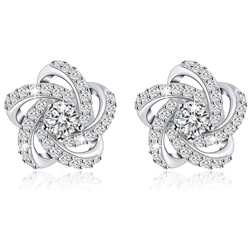 Boucles d'oreilles en laiton zircon cubique pavent, bijoux de mode & pavé de micro zircon & pour femme, 14mm, Vendu par paire