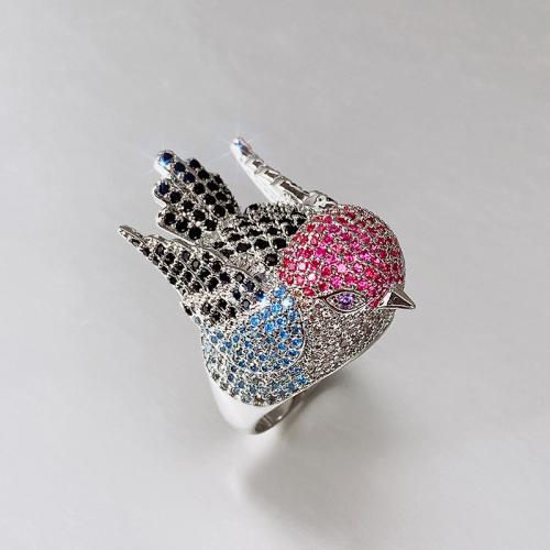 Cubic Zirconia Micro Pave Brass Ring Bird & micro pave cubic zirconia & for woman Sold By PC