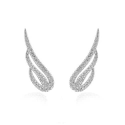 Kubinių Zirconia Mikro Pave Žalvario auskarai, Žalvarinis, Angel Wing, Bižuterijos & mikro nutiesti kubinių Zirconia & moters, 21mm, Pardavė Pora