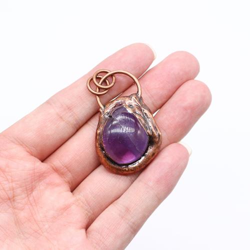 Gemstone Pendants Jewelry Zinc Alloy with Natural Stone antique copper color plated DIY nickel lead & cadmium free Sold By PC