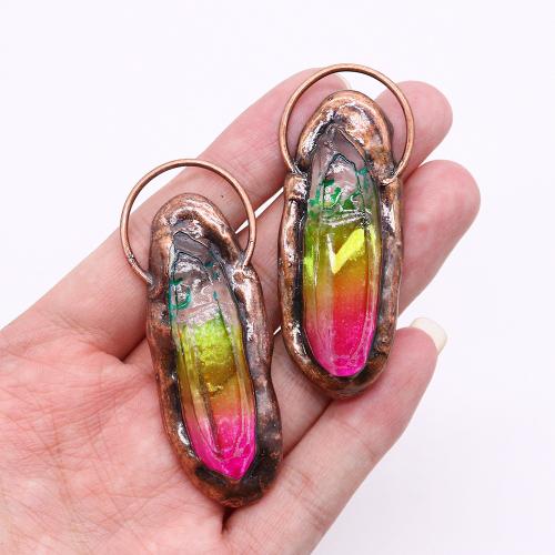 Quartz Gemstone Pendants Zinc Alloy with Quartz antique copper color plated DIY multi-colored nickel lead & cadmium free Sold By PC