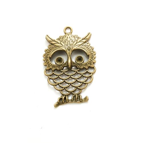 Zinc Alloy Animal Pendler, Owl, forgyldt, du kan DIY, flere farver til valg, nikkel, bly & cadmium fri, 57x37mm, Ca. 100pc'er/Bag, Solgt af Bag