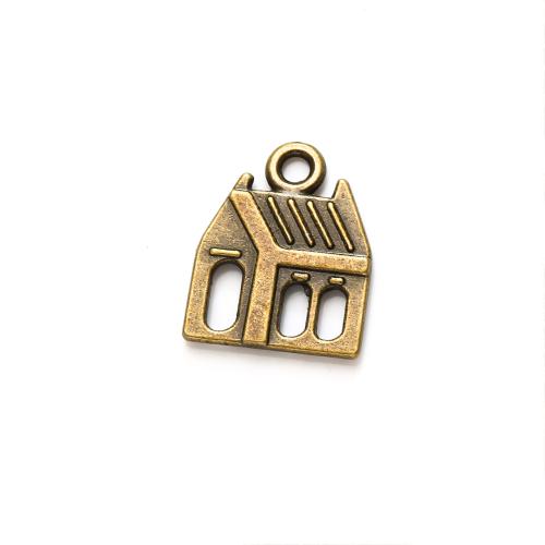 Zinc Alloy Pendler, House, forgyldt, du kan DIY, flere farver til valg, nikkel, bly & cadmium fri, 16x13mm, Ca. 100pc'er/Bag, Solgt af Bag