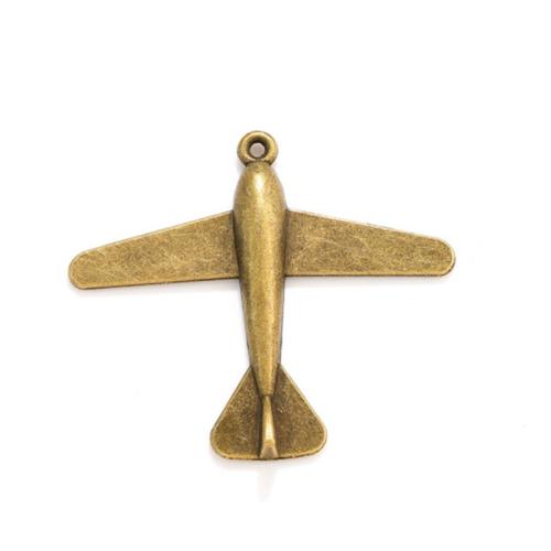 Køretøj Shaped Zinc Alloy Pendler, Airplane, antik bronze farve forgyldt, du kan DIY, nikkel, bly & cadmium fri, 51x44mm, Ca. 100pc'er/Bag, Solgt af Bag