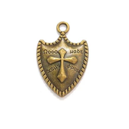 Zinc Alloy Pendants Shield antique bronze color plated DIY nickel lead & cadmium free Approx Sold By Bag