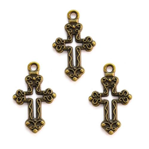 Sinkkiseos Cross Riipukset, Ylittää, päällystetty, tee-se-itse, enemmän värejä valinta, nikkeli, lyijy ja kadmium vapaa, 26x16mm, N. 100PC/laukku, Myymät laukku