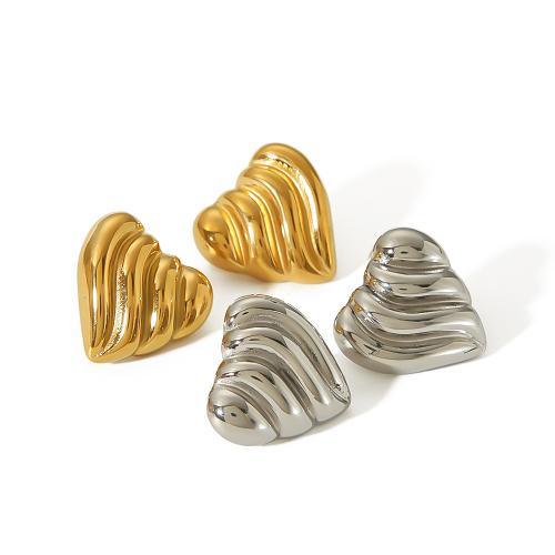 Stainless Steel Stud Earrings 304 Stainless Steel Heart plated for woman Sold By Pair