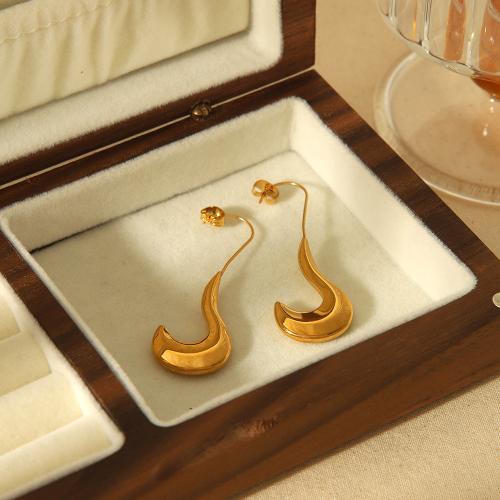 Stainless Steel Drop Earring 304 Stainless Steel gold color plated for woman Sold By Pair