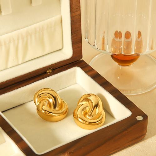 Stainless Steel Stud Earrings 304 Stainless Steel gold color plated for woman Sold By Pair