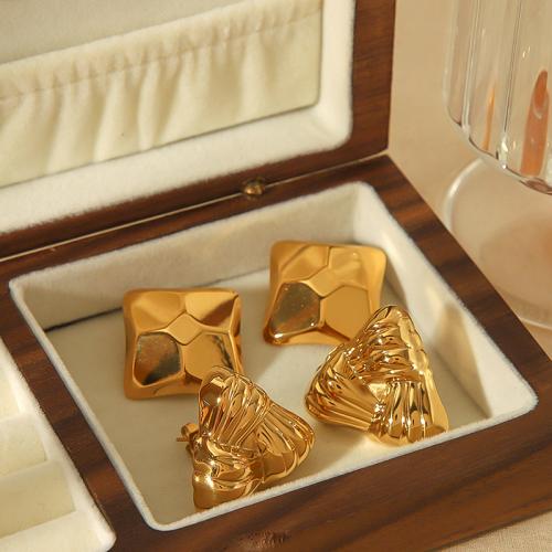 Stainless Steel Stud Earrings 304 Stainless Steel gold color plated & for woman Sold By Pair