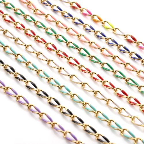 Roestvrij stalen sieraden ketting, 304 roestvrij staal, plated, DIY & glazuur, meer kleuren voor de keuze, Specification: 3.8*9.5mm, cardboard packing, 2m/Bag, Verkocht door Bag