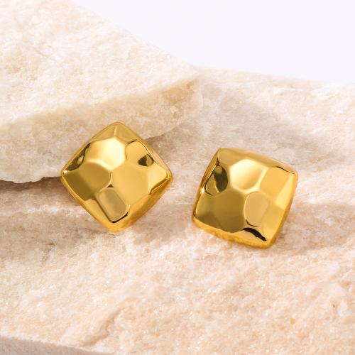 Stainless Steel Stud Earrings 304 Stainless Steel plated fashion jewelry golden Sold By Pair