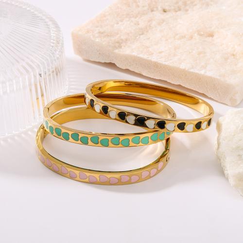 Stainless Steel Bangle 304 Stainless Steel gold color plated fashion jewelry & enamel Sold By PC