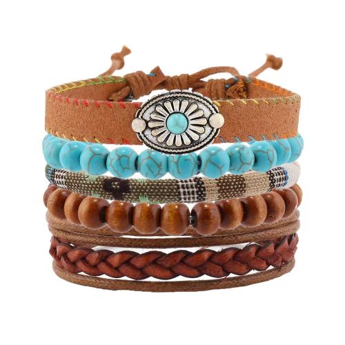 Wood Bracelets with Elastic Thread & Zinc Alloy handmade fashion jewelry & Unisex Sold By Set