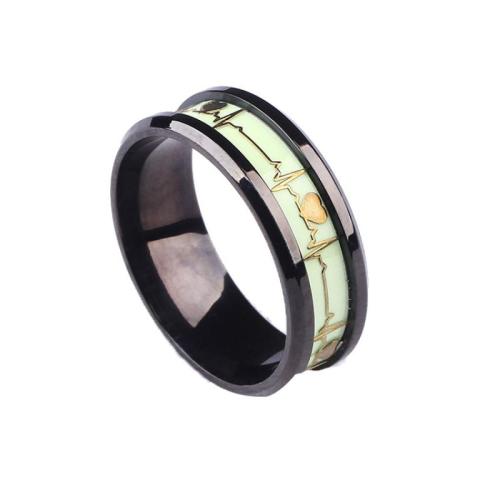 Titantium Cruach Finger Ring, Cruach Tíotáiniam, snasta, unisex & stíleanna éagsúla do rogha & luminated, dubh, wide:8mm, Díolta De réir PC