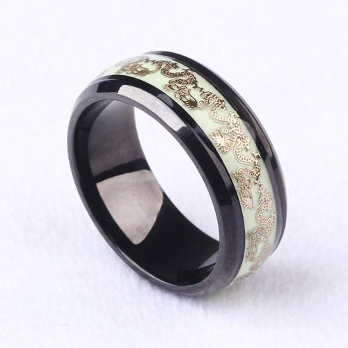 Bague acier titane, poli, unisexe & styles différents pour le choix & lumineux, noire, wide:8mm, Vendu par PC