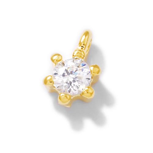 Cubique Pendentif en laiton zircon pavent, Plaqué d'or, DIY & pavé de micro zircon, Or, 6x6.50mm, Vendu par PC