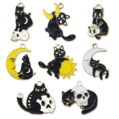 Zinc Alloy Enamel Pendants Cat plated DIY black Sold By PC