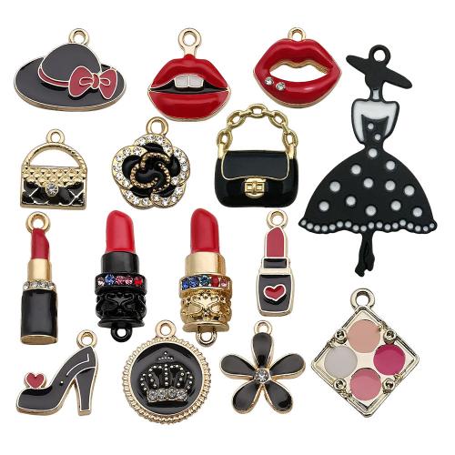 Zinc Alloy Enamel Pendants plated DIY & micro pave cubic zirconia Sold By PC