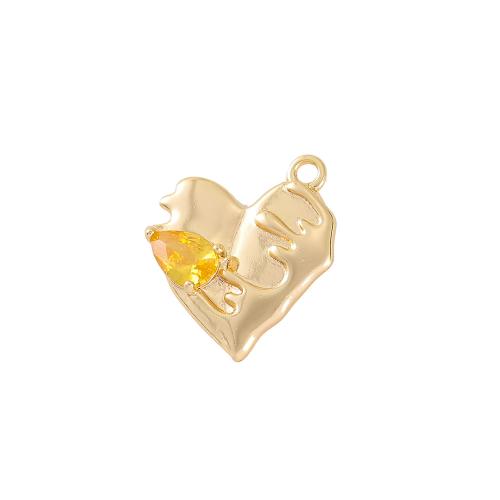 Cubic Zirconia Micro Pave Brass Pendant Heart real gold plated DIY & micro pave cubic zirconia Sold By PC