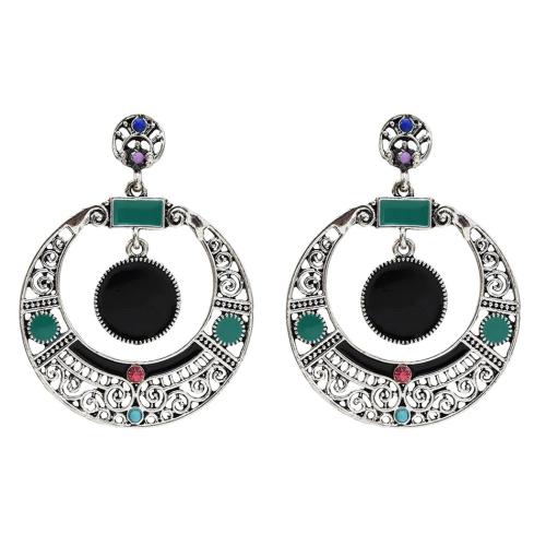 Zinc Alloy Stud Earring folk style & for woman & with rhinestone Sold By Pair