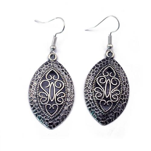 Boucles d'oreilles en alliage de zinc, Placage, style folk & pour femme, argent, 60x20mm, Vendu par paire