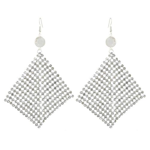 Zinc Alloy Drop Earrings for woman & with rhinestone Sold By Pair