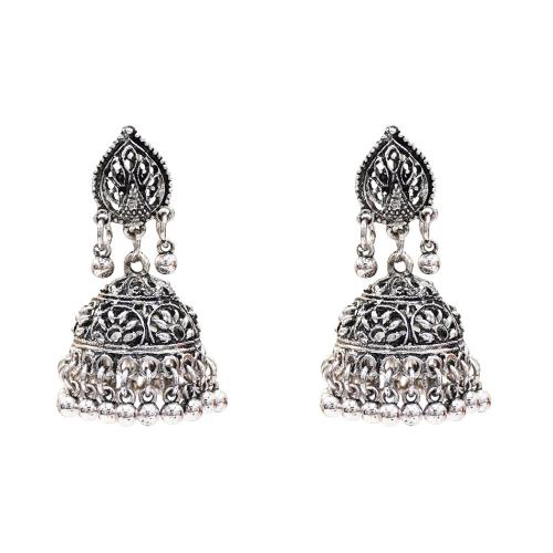 Zinc Alloy Drop Earrings plated folk style & for woman silver color Sold By Pair